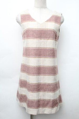 画像: evelyn / ノースリーブニットワンピース  ピンクｘオフ S-25-11-14-038-LO-OP-HR-ZS