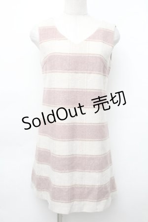 画像: evelyn / ノースリーブニットワンピース  ピンクｘオフ S-25-11-14-038-LO-OP-HR-ZS