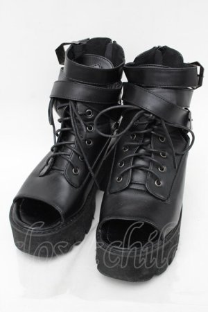 画像: NieR Clothing / ベルトデザイン厚底サンダル  黒 S-25-11-14-004-PU-SH-HR-ZS