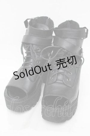 画像: NieR Clothing / ベルトデザイン厚底サンダル  黒 S-25-11-14-004-PU-SH-HR-ZS