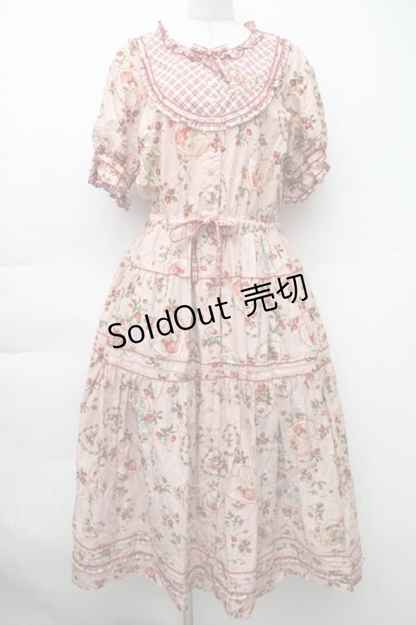 画像1: PINK HOUSE / Rambling Heartsプリントパッチワークワンピース  ピンク S-25-11-14-040-LO-OP-AS-ZS (1)
