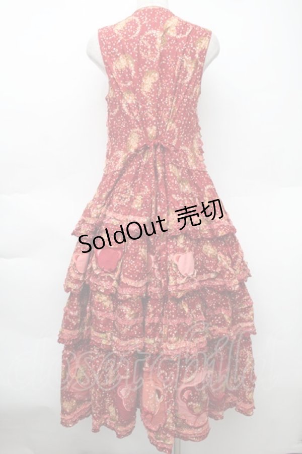 画像2: PINK HOUSE / Flower Picnic プリントパッチワークワンピース  赤 S-25-11-14-041-LO-OP-AS-ZS (2)