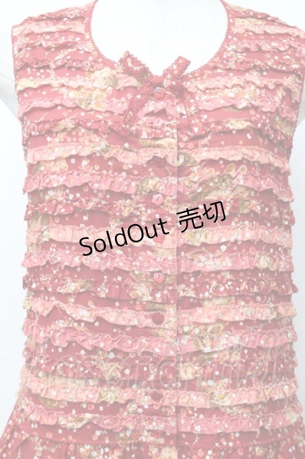 画像3: PINK HOUSE / Flower Picnic プリントパッチワークワンピース  赤 S-25-11-14-041-LO-OP-AS-ZS (3)