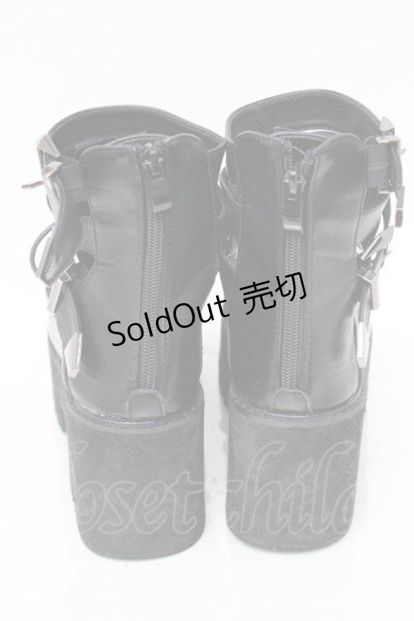 画像3: NieR Clothing / ベルトデザイン厚底サンダル  黒 S-25-11-14-004-PU-SH-HR-ZS (3)