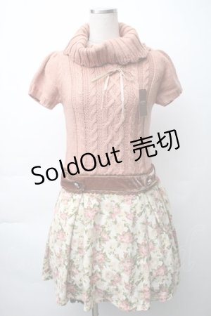 画像: axes femme / ニット切替ワンピース  ピンクｘベージュ S-25-11-14-044-AX-OP-HR-ZS