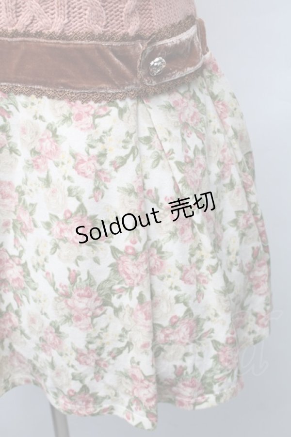 axes femme / ニット切替ワンピース ピンクxベージュ S-25-11-14-044