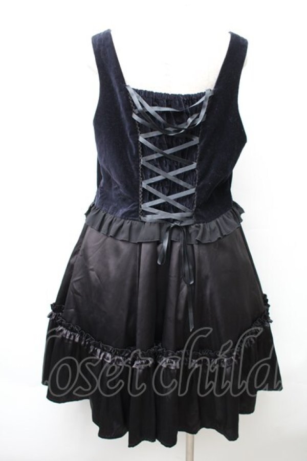 画像2: Rosina Blue / ベロア切替ジャンパースカート  紺ｘ黒 S-25-11-14-047-LO-OP-HR-ZS (2)