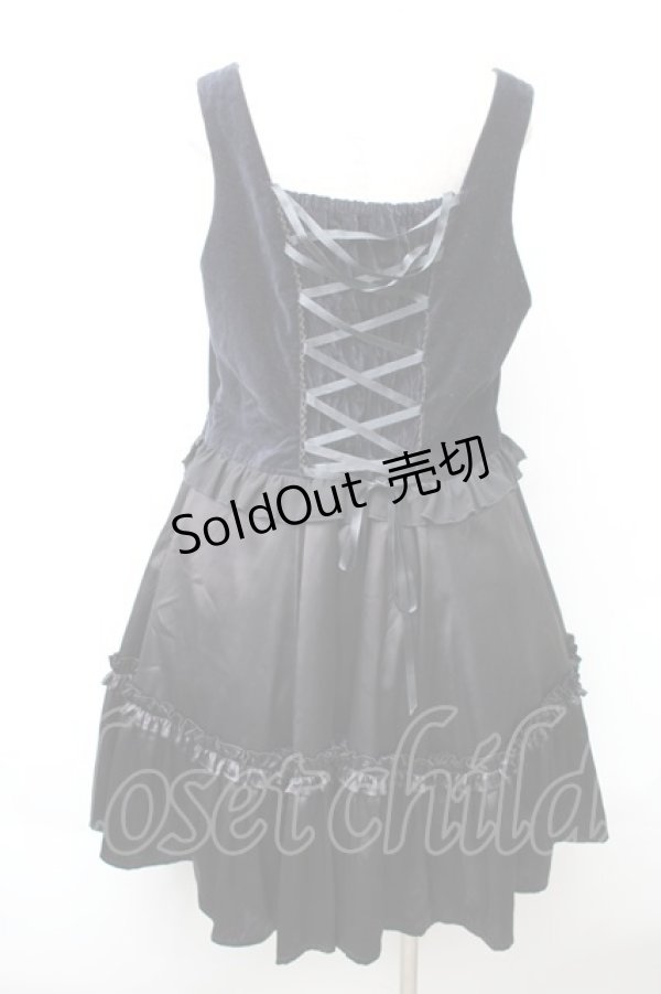 画像2: Rosina Blue / ベロア切替ジャンパースカート  紺ｘ黒 S-25-11-14-047-LO-OP-HR-ZS (2)