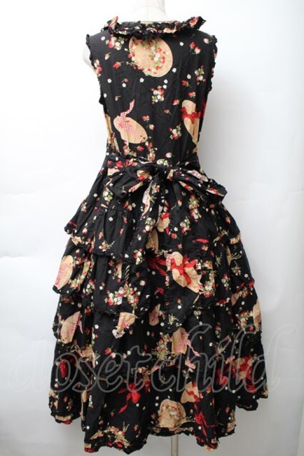 画像2: PINK HOUSE / ストロベリーハットワンピース  黒 S-25-11-14-049-LO-OP-AS-ZS (2)