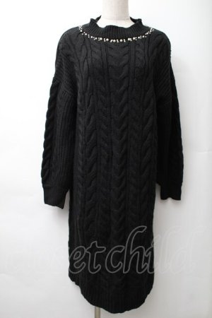 画像: axes femme / ケーブル編みニットワンピース  黒 S-25-11-14-052-AX-OP-HR-ZS