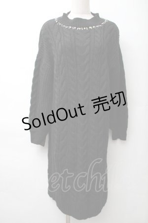 画像: axes femme / ケーブル編みニットワンピース  黒 S-25-11-14-052-AX-OP-HR-ZS