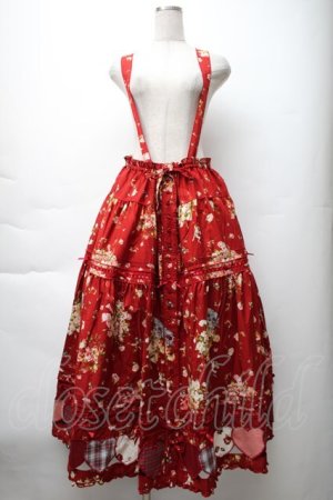 画像: PINK HOUSE / アンジェリークローズプリントパッチワークスカート  赤 S-25-11-14-053-LO-SK-AS-ZS