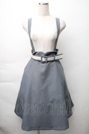 画像: F i.n.t / ロゴベルトサスペンダー付きハイウエストジャンパースカート  ブルーグレイ S-25-11-14-054-CA-OP-HR-ZS