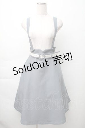 画像: 【SALE】F i.n.t / ロゴベルトサスペンダー付きハイウエストジャンパースカート  ブルーグレイ S-25-11-14-054-CA-OP-HR-ZT517