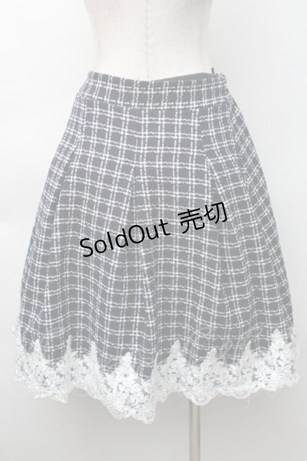 画像2: axes femme POETIQUE / 裾レースツイードスカート  紺 S-25-11-14-057-AX-SK-HR-ZS (2)