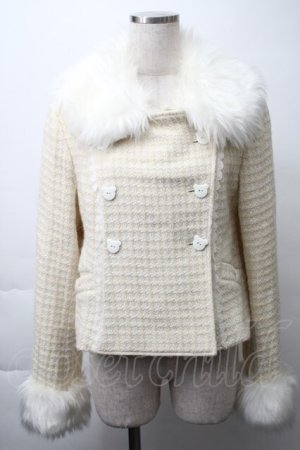 画像: metamorphose / くまちゃんリボンショートコート（ラメ入りウールワッフル）  キナリ S-25-11-14-058-ME-JA-HR-ZS