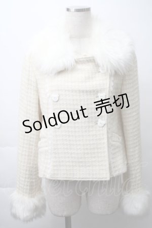 画像: metamorphose / くまちゃんリボンショートコート（ラメ入りウールワッフル）  キナリ S-25-11-14-058-ME-JA-HR-ZS