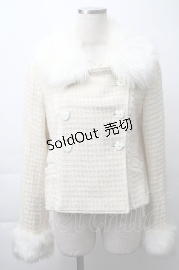 画像1: metamorphose / くまちゃんリボンショートコート（ラメ入りウールワッフル）  キナリ S-25-11-14-058-ME-JA-HR-ZS (1)