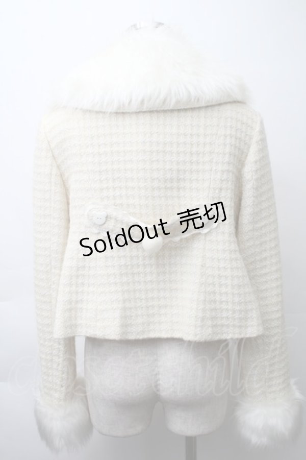 画像2: metamorphose / くまちゃんリボンショートコート（ラメ入りウールワッフル）  キナリ S-25-11-14-058-ME-JA-HR-ZS (2)