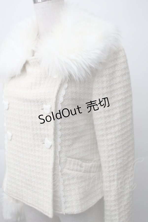 画像3: metamorphose / くまちゃんリボンショートコート（ラメ入りウールワッフル）  キナリ S-25-11-14-058-ME-JA-HR-ZS (3)