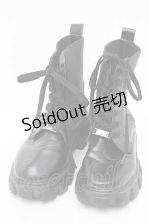 画像: NieR Clothing / レースアップ厚底ブーツ  黒 S-25-11-14-006-PU-SH-HR-ZS