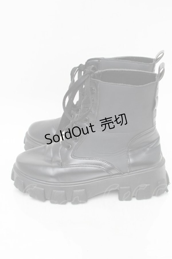 画像2: NieR Clothing / レースアップ厚底ブーツ  黒 S-25-11-14-006-PU-SH-HR-ZS (2)
