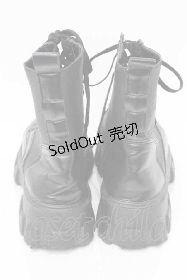 画像3: NieR Clothing / レースアップ厚底ブーツ  黒 S-25-11-14-006-PU-SH-HR-ZS (3)