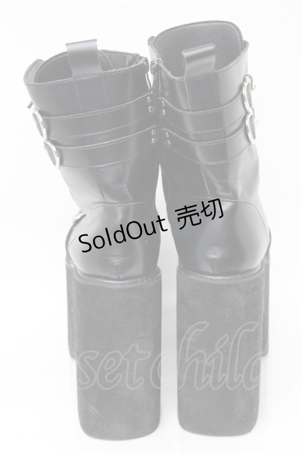 画像3: NieR Clothing / ハートバックル厚底ブーツ  黒 S-25-11-14-001-PU-SH-HR-ZS (3)