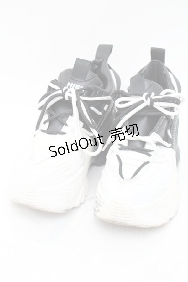 画像1: NieR Clothing / バイカラー厚底スニーカー  黒ｘ白 S-25-11-14-009-PU-SH-HR-ZS (1)