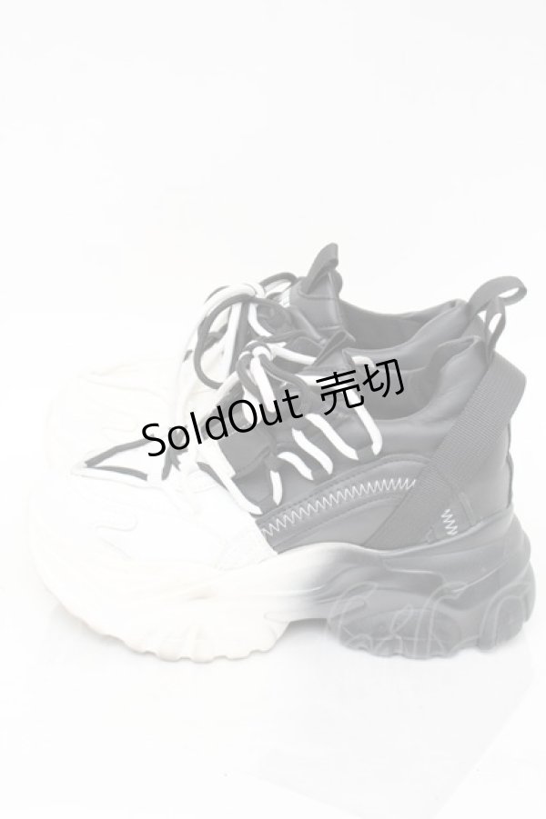 画像2: NieR Clothing / バイカラー厚底スニーカー  黒ｘ白 S-25-11-14-009-PU-SH-HR-ZS (2)