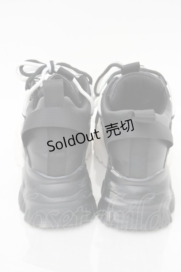 画像3: NieR Clothing / バイカラー厚底スニーカー  黒ｘ白 S-25-11-14-009-PU-SH-HR-ZS (3)