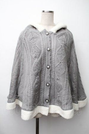 画像: axes femme / 裏ボアニットポンチョ  グレー S-25-11-14-013-AX-JA-AS-ZS