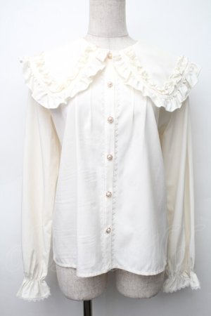 画像: axes femme POETIQUE / フリルビッグ襟ブラウス  アイボリー S-25-11-14-016-AX-BL-HR-ZS