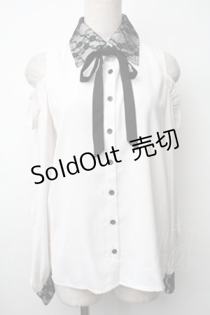 画像: MA*RS / 肩開きフリルブラウス  白ｘ黒 S-25-11-14-017-EL-BL-AS-ZS