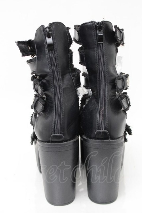 画像3: NieR Clothing / ベルトデザインヒールサンダル  黒 S-25-11-14-002-PU-SH-HR-ZS (3)
