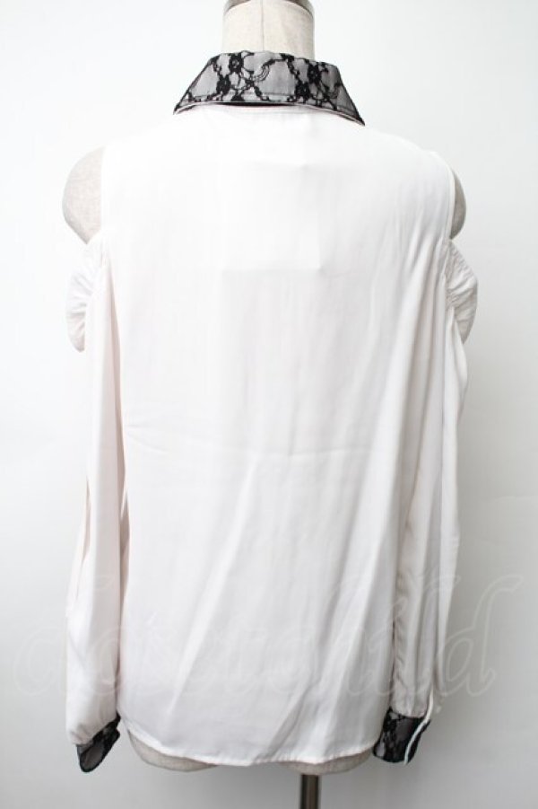 画像2: MA*RS / 肩開きフリルブラウス  白ｘ黒 S-25-11-14-017-EL-BL-AS-ZS (2)