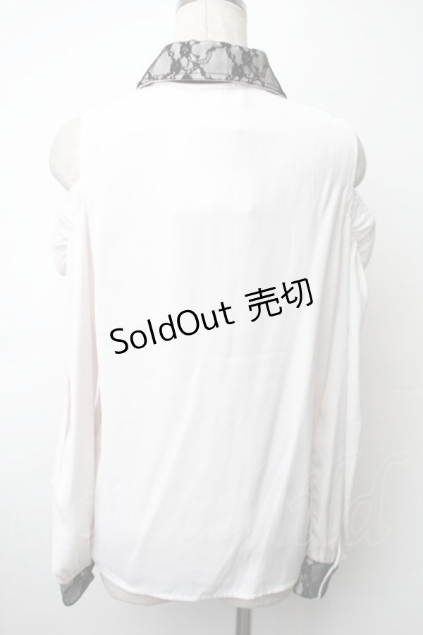 画像2: MA*RS / 肩開きフリルブラウス  白ｘ黒 S-25-11-14-017-EL-BL-AS-ZS (2)