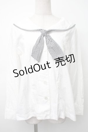 画像: Fi.n.t / ギンガムタイ付きセーラーブラウス  白 S-25-11-14-018-CA-BL-HR-ZS