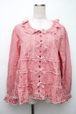 画像1: PINK HOUSE / ギンガムパッチワークブラウス  赤 S-25-11-14-021-LO-BL-AS-ZS (1)