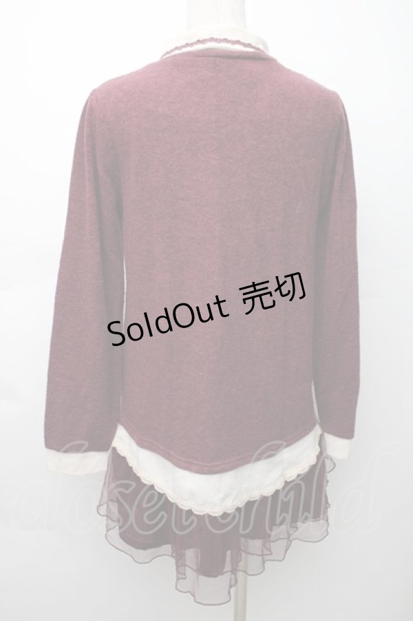 画像2: axes femme / 裾チュールブロッキングチュニ  ワイン S-25-11-14-024-AX-OP-HR-ZS (2)