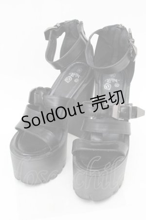 画像: NieR Clothing / ベルトデザイン厚底サンダル  黒 S-25-11-14-003-PU-SH-HR-ZS