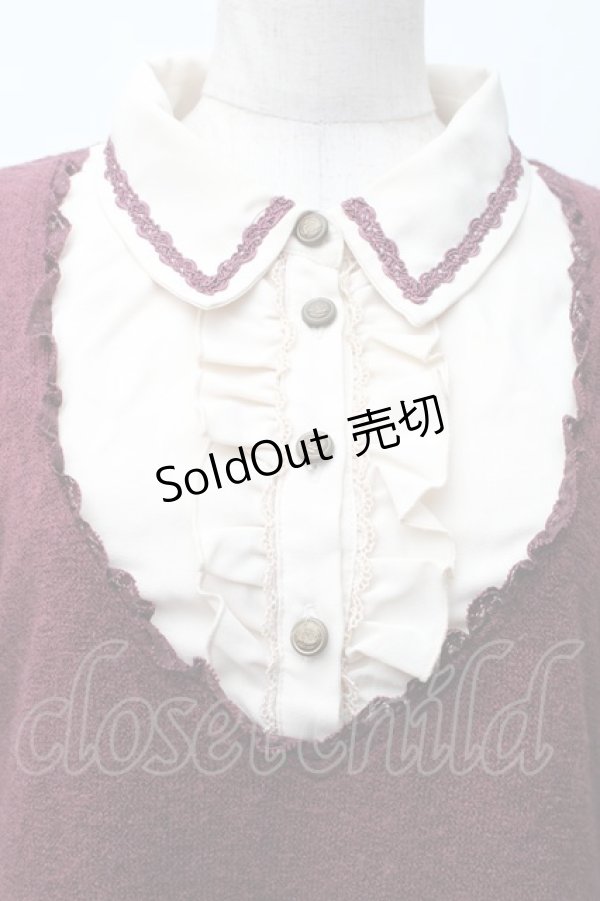 画像3: axes femme / 裾チュールブロッキングチュニ  ワイン S-25-11-14-024-AX-OP-HR-ZS (3)