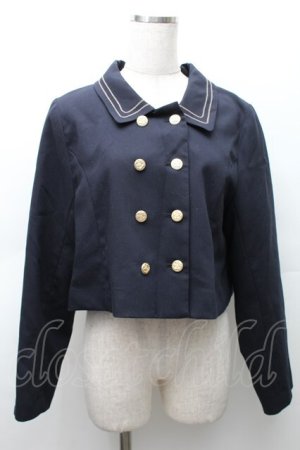 画像: Fi.n.t / チェーンステッチ使いダブル釦ショートジャケット  紺 S-25-11-14-026-CA-JA-HR-ZS