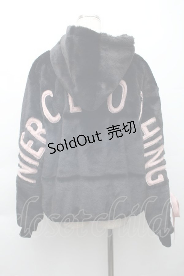 画像2: NieR Clothing / ロゴボアパーカー  黒ｘピンク S-25-11-14-027-PU-TO-HR-ZS (2)