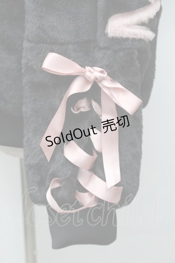 画像3: NieR Clothing / ロゴボアパーカー  黒ｘピンク S-25-11-14-027-PU-TO-HR-ZS (3)