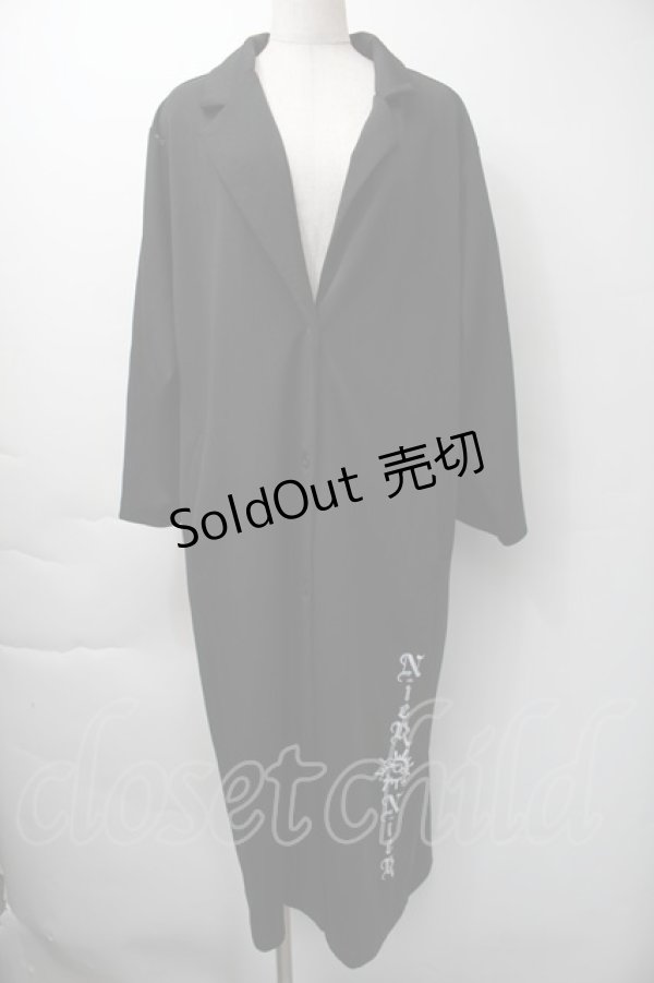 画像1: NieR Clothing / ロゴ刺繍ロングコート  黒 S-25-11-16-037-PU-CO-HR-ZS (1)