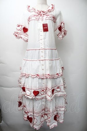 画像: PINK HOUSE / 関西限定ハートパッチワークワンピース  白ｘ赤 S-25-11-16-040-LO-OP-AS-ZS