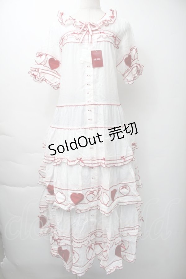 画像1: PINK HOUSE / 関西限定ハートパッチワークワンピース  白ｘ赤 S-25-11-16-040-LO-OP-AS-ZS (1)