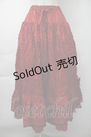 画像: PINK HOUSE / フリルいっぱいローンスカート  赤 S-25-11-16-045-LO-SK-AS-ZS