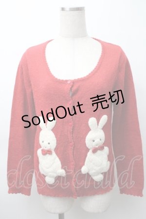 画像: PINK HOUSE / うさぎカーディガン  赤 S-25-11-16-008-LO-TO-AS-ZS
